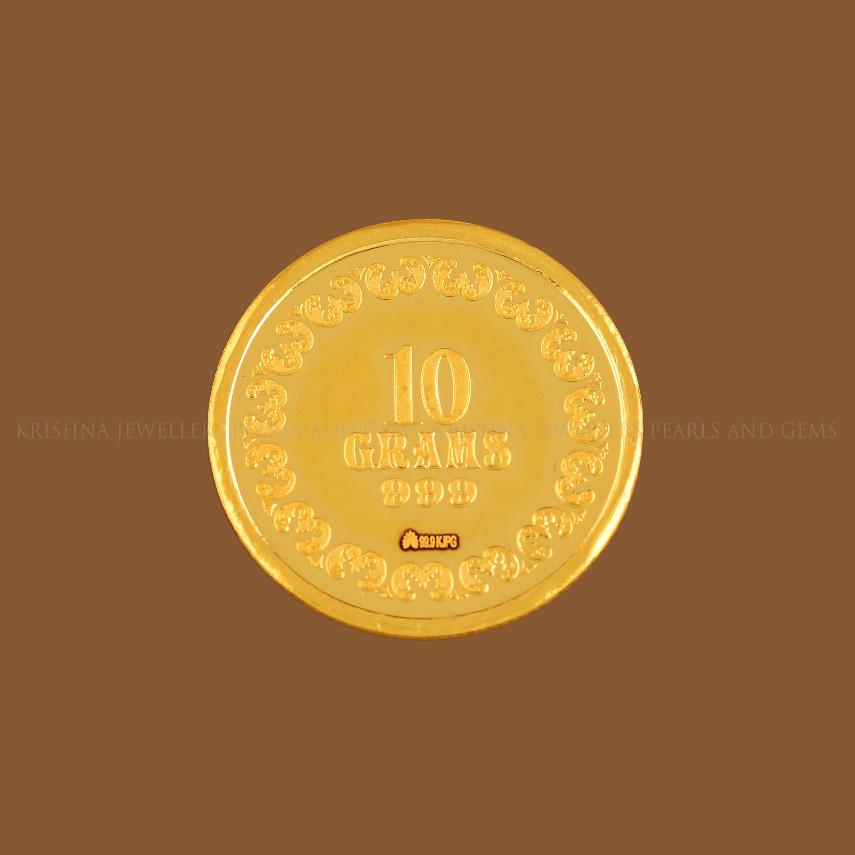 10 Grams Gold Coin 24k with Lakshmi Motif - Krishna Jewellers Pearls and Gems